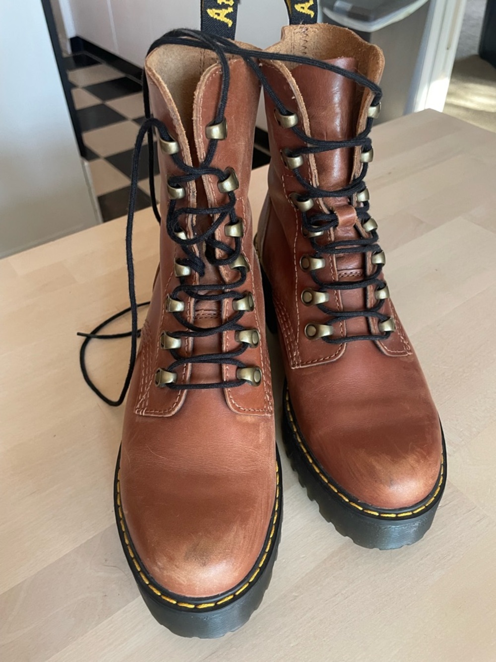 Dr. Martens Women's Leona Leather Lace-Up Boots - Picture 7 of 12